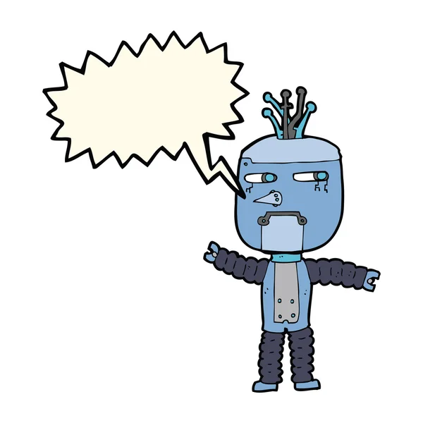 Robô acenando desenhos animados com bolha de fala — Vetor de Stock