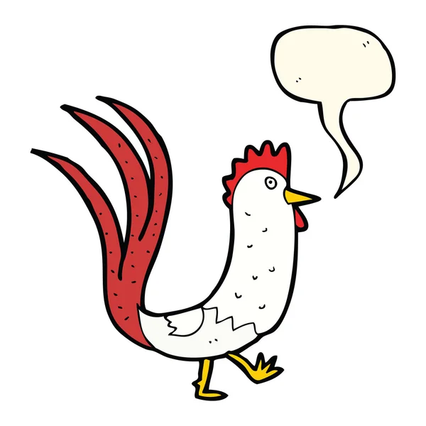 Cockerel dessin animé avec bulle de parole — Image vectorielle