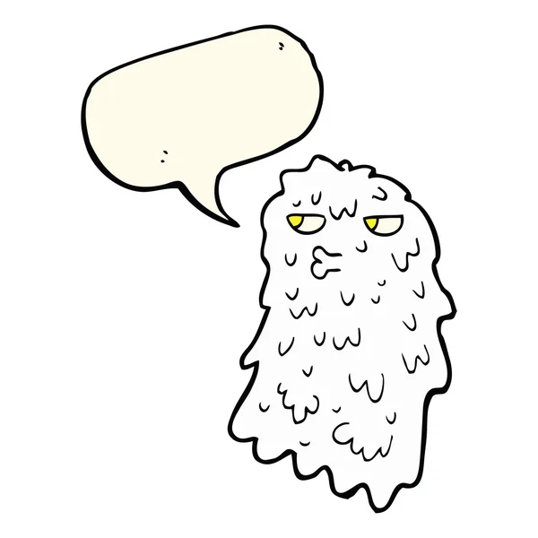 Desenho animado fantasma grosseiro com bolha de fala — Vetor de Stock