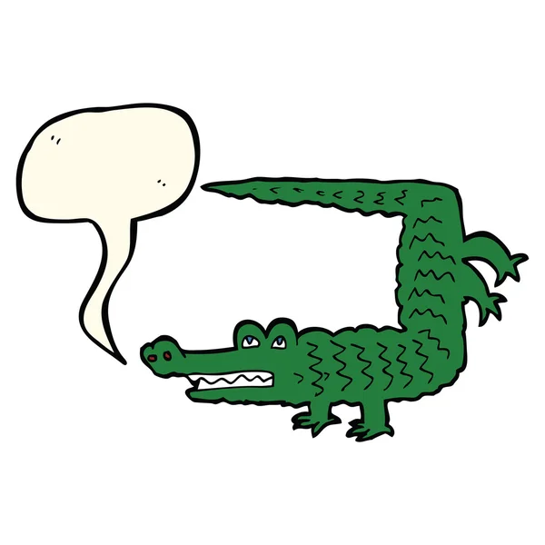 Cartoon krokodil met spraakbel — Stockvector