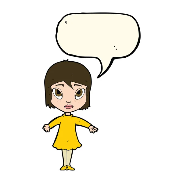 Konuşma balonlu karikatür kızı. — Stok Vektör