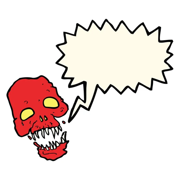 Crâne effrayant de dessin animé avec bulle de parole — Image vectorielle