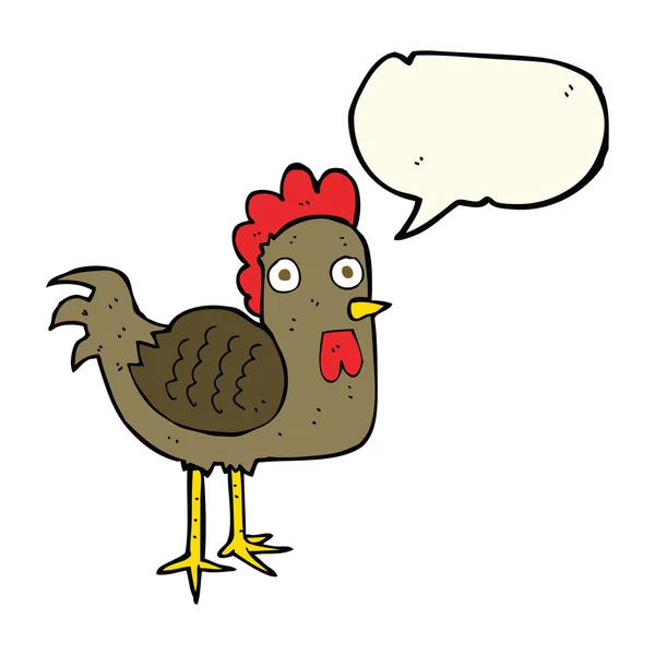 Pollo de dibujos animados con burbuja de habla — Vector de stock