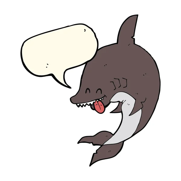 Drôle de requin dessin animé avec bulle de parole — Image vectorielle