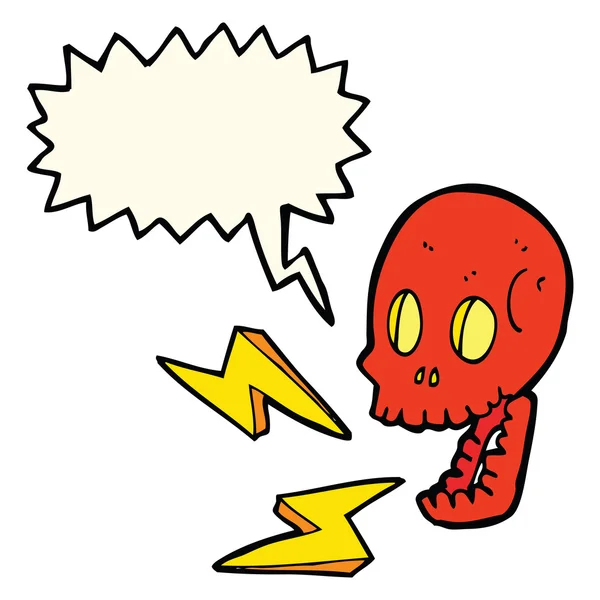 Desenho animado crânio louco com bolha de fala — Vetor de Stock