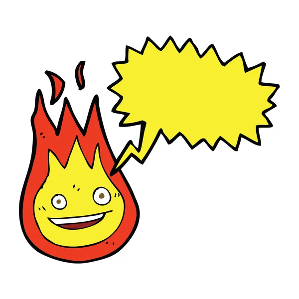 Cartoon friendly fireball with speech bubble — Stock Vector