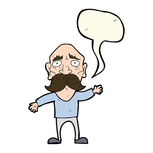 Kreslený ustaraný starý muž s bublinou řeči — Stockový vektor