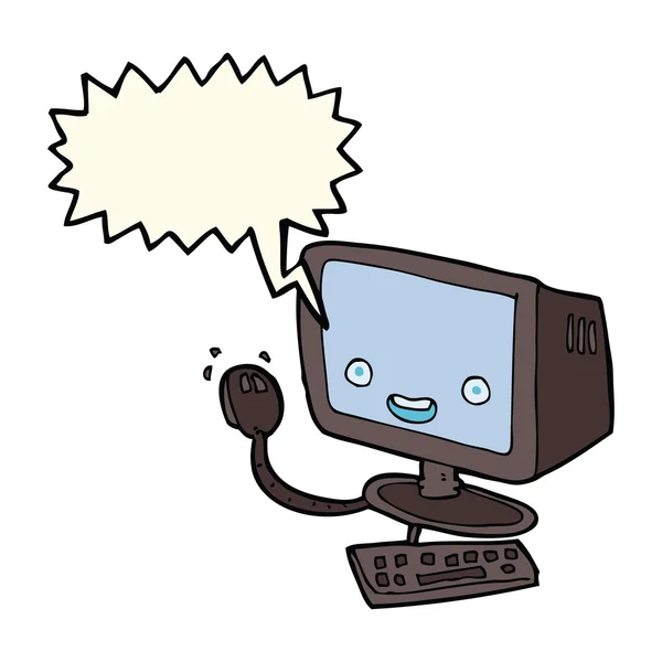音声バブルを搭載した漫画コンピュータ — ストックベクタ