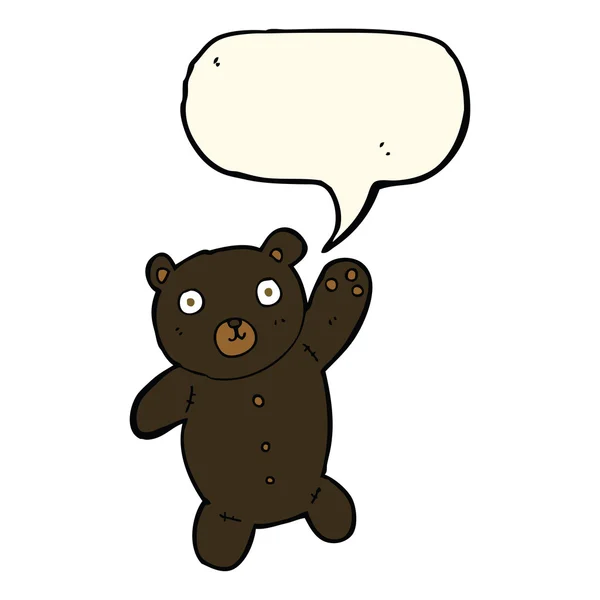 Cartoon cute black teddy bear with speech bubble — Stock Vector