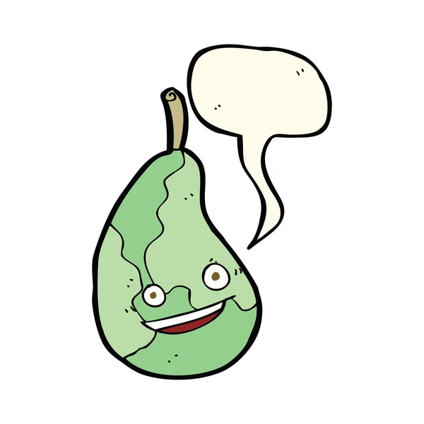 Cartoon happy päron med pratbubblan — Stock vektor