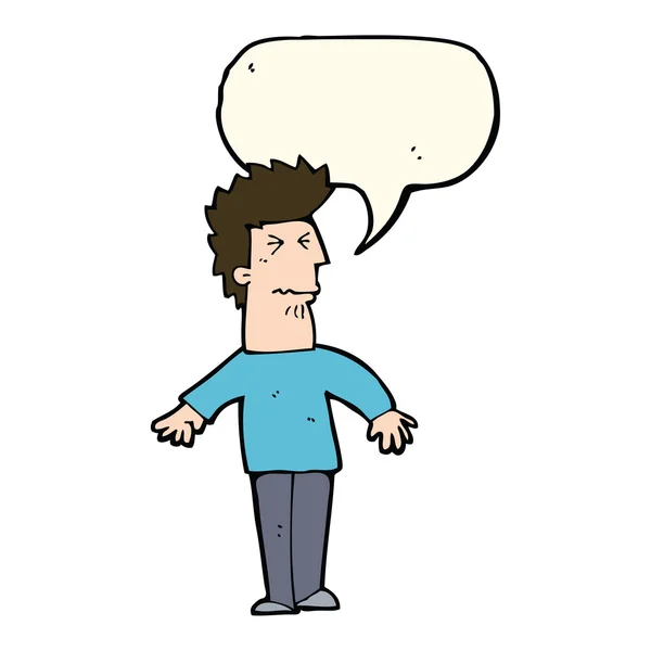 Desenho animado homem estressado com bolha de fala —  Vetores de Stock