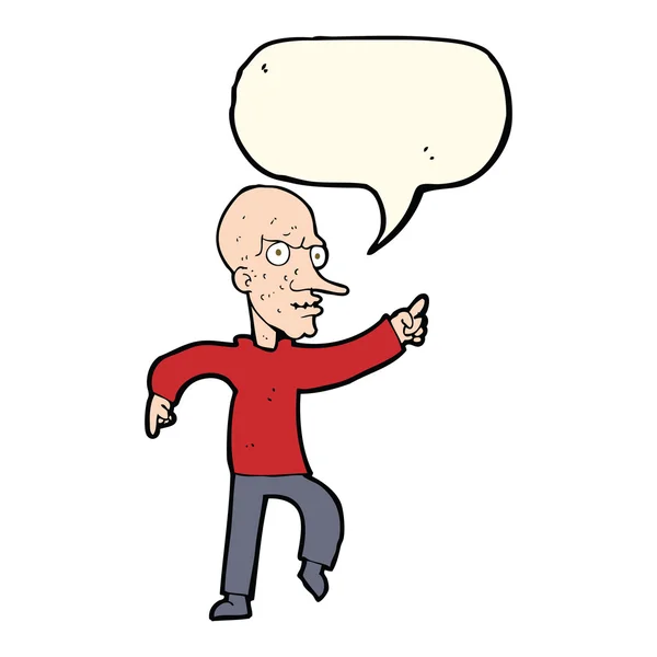 Dessin animé vieil homme en colère avec bulle de parole — Image vectorielle