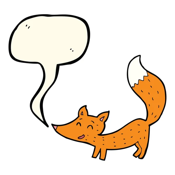 Dessin animé petit renard avec bulle de parole — Image vectorielle