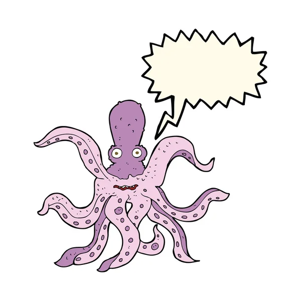 Kreslený obří chobotnice s bublinou řeči — Stockový vektor