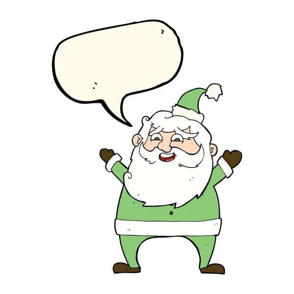 Lustige Weihnachtsmann-Karikatur mit Sprechblase — Stockvektor