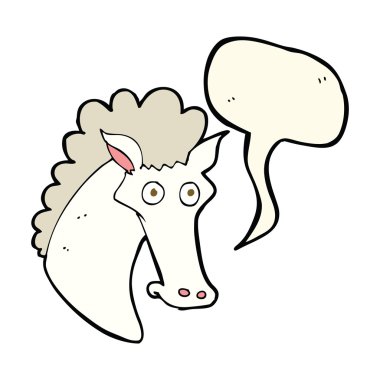 Konuşma balonlu bir at kafası.