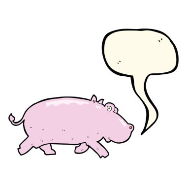 Konuşma baloncuklu çizgi film hipopotamları