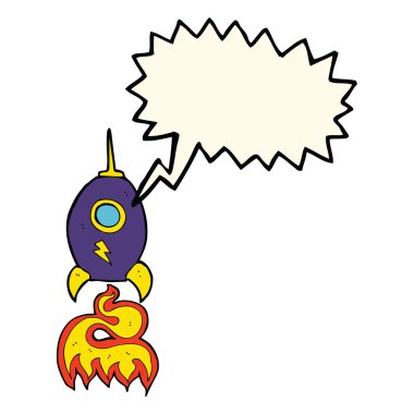 Konuşma baloncuklu çizgi film uzay gemisi