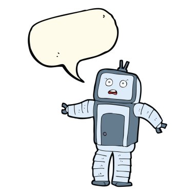 Konuşma baloncuklu komik robot.