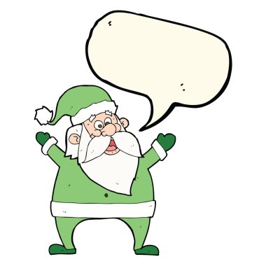 Konuşma balonlu neşeli Noel Baba çizgi filmi