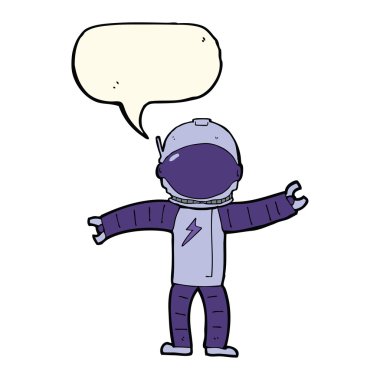 Konuşma balonu olan bir astronot.