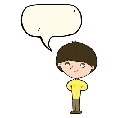 çizgi film mutlu çocuk konuşma balonu ile