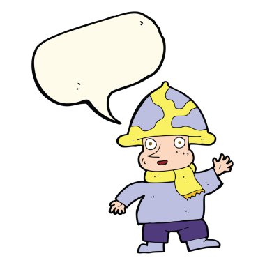 Konuşma balonlu mantar adam.