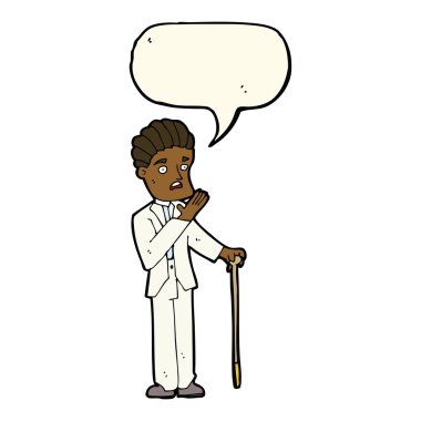 Karikatür şoka uğramış konuşma balonu olan beyefendi.