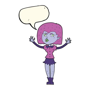 Konuşma baloncuğu olan vampir kız.