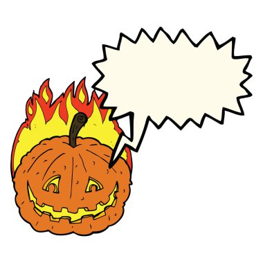 Konuşma baloncuğuyla sırıtan bir çizgi film.