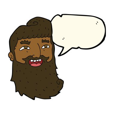 karikatür gülen sakallı adam konuşma baloncuğu ile