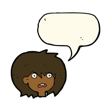 Konuşma baloncuğuyla şok olmuş çizgi film ifadesi