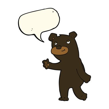 sevimli çizgi siyah ayı ile konuşma balonu