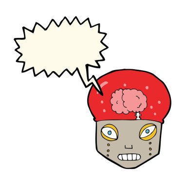 konuşma balonu kafasıyla ürkütücü robot çizgi film