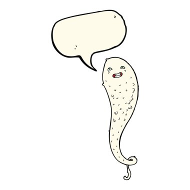 Konuşma baloncuklu hayaletli karikatür.