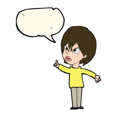 konuşma balonu ile savunarak çizgi film kadın