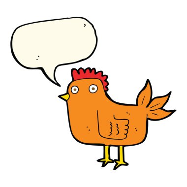 Konuşma baloncuklu çizgi film tavuğu