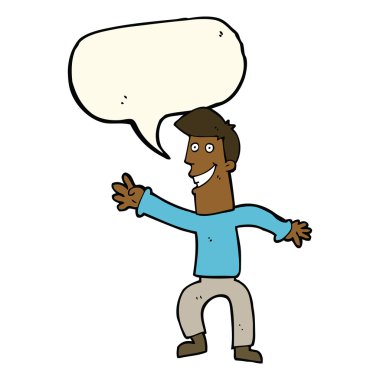 karikatür mutlu bir adam ile konuşma balonu dans