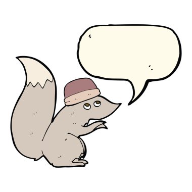 çizgi film sincap konuşma balonu ile şapka