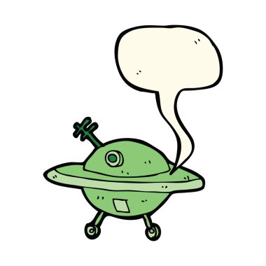 Konuşma baloncuklu uçan daire.