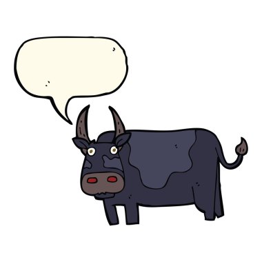 Konuşma baloncuklu çizgi film boğası