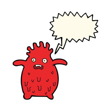 Konuşma baloncuklu komik balçık canavarı.