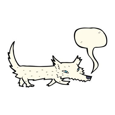 Konuşma baloncuğu olan küçük kurt.