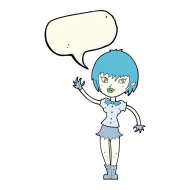 Konuşma baloncuğu olan vampir kız.