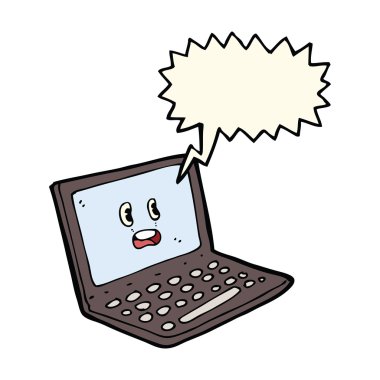 Konuşma baloncuklu dizüstü bilgisayar