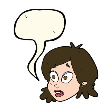 Konuşma baloncuğu ile şaşırmış kadın yüzü