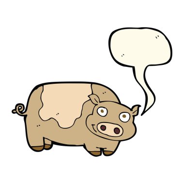 Konuşma balonlu çizgi film domuzu.