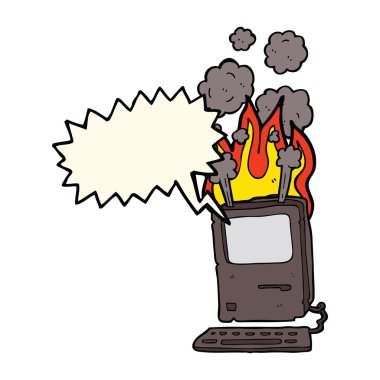 çizgi film eski bilgisayar ile konuşma balonu