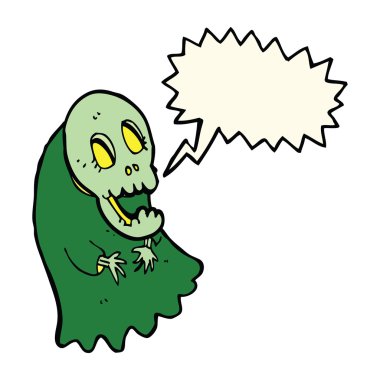 Konuşma baloncuklu karikatür hortlağı.