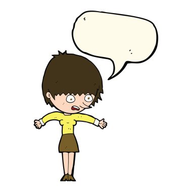 çizgi film kadın konuşma balonu ile panik